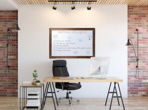 Real Wooden Framed Magnetic Dry Erase Whiteboard, 24" x 36", Vertical/Horizontal Mount, Includes Black Marker, Eraser,