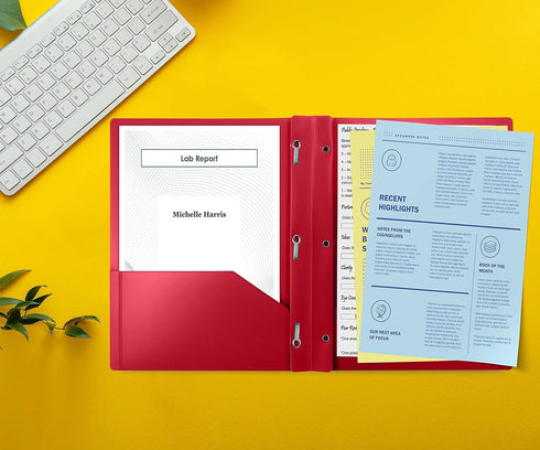 Better Office Products Red Plastic 2 Pocket Folders with Prongs, Heavyweight, Letter Size Poly Folders, 24 Pack with 3