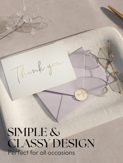 Twistionery Set 100 4x6 Thank You Cards & Envelopes - Blank Cards - Wedding, Baby Shower & More