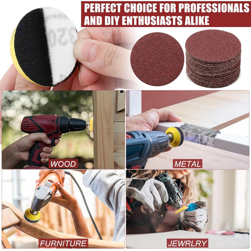 120 Pcs 2 Inch Sandpaper 240 Grit, Hook and Loop Sanding Disc for Sanders Drill Grinder Rotary Tools