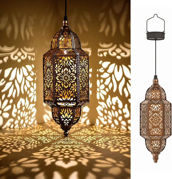 twinkya Hanging Solar Lights Outdoor Garden Decorative Solar Lantern Waterproof Metal Moroccan Outdoor