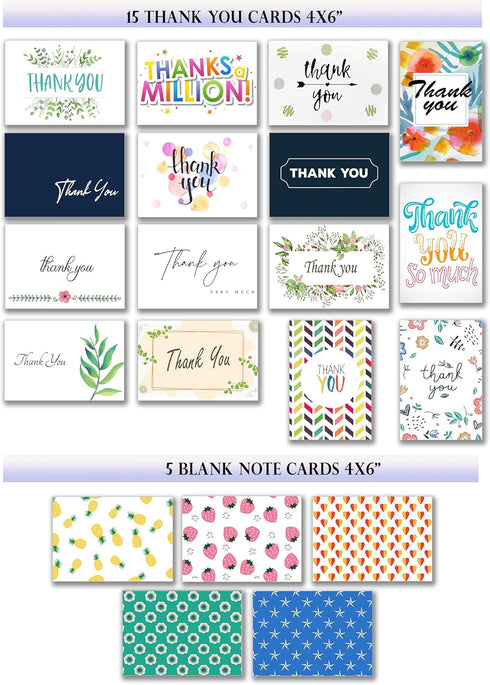 T&M Quality Designs LLC 100 5x7 Inch 100 All Occasion Cards Assortment Box with Envelopes and Stickers - Large Bulk