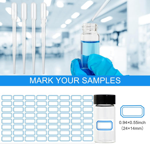 20ml Clear Glass Vials with Screw Caps and Plastic Stoppers, 20PCS Leak-Proof Liquid Storage