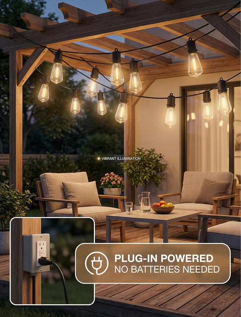 25FT 13 ST38 Bulbs, Dimmable LED Outdoor String Lights, Shatterproof Edison Waterproof Patio Decor for Outside, Bistro