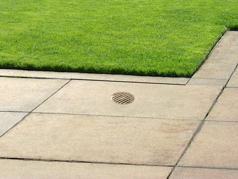 NDS 910B Round Grate Drain Cover, 4 In. with PVC Collar, Connects to 3 Inch Drain Pipe & 4 Inch Fittings