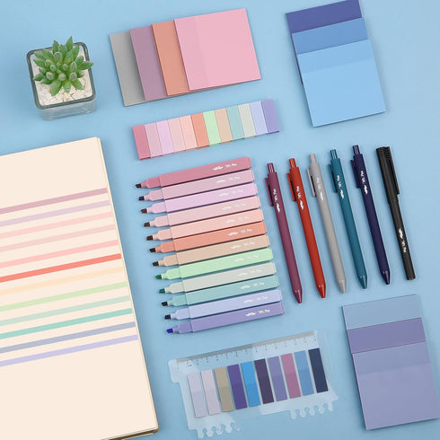 Mr. Pen Aesthetic Book Annotation Kit, 38 pcs, Highlighters, Gel Pens, Transparent Sticky Notes, Annotation Sticky Tabs
