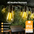 FUANXIEI S14 15M 50FT 3 Dimmable Bulbs Solar Lights Outdoor Patio Lights: Solar Powered Remote Control Light Modes