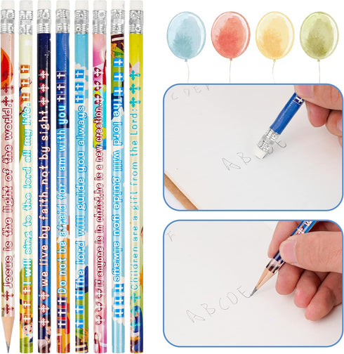 Kolewo4ever 100 Pieces Bible Verses Pencils with Inspirational Scriptures, 8 Styles, Multicolor for Church Supplies