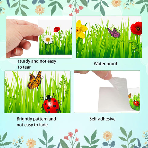 Spring Easter Bulletin Board Border, 2 Rolls of Spring Green Grass and Easter Egg Trim for Classroom Holiday Decorations