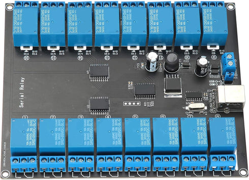Yoidesu 9-36V 16 Channel Relay Module, USB Controlled Relay Board with 16 SPDT Relays for ON/Off Switching