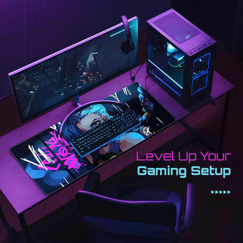 Large Gaming Mouse Pad 31.5 x 11.8 Inches - XXL Extended Desk Mat with Non-Slip, Water-Resistant Anime Cute Girl Design