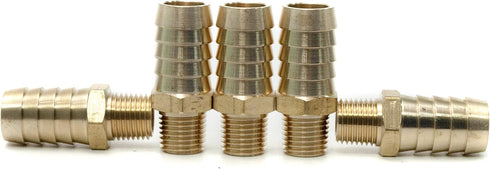 LTWFITTING Brass Coupler Fitting 5/8-Inch Hose Barb x 1/4-Inch Male NPT Vehicle Fuel Heater System (Pack of 5)