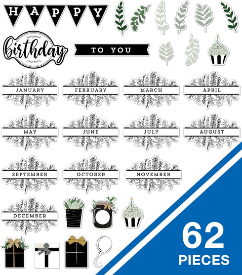 Carson Dellosa 62-Piece Farmhouse Classroom Birthday Calendar Bulletin Board Set, Classroom Birthday Chart With Happy Birthday Banner, Bulletin Board Cutouts, Farmhouse Classroom Decor by Carson Dellosa Education
