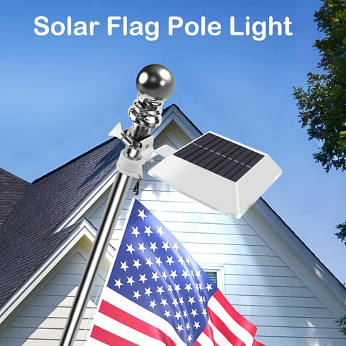 Solar Flag Pole Light, Bright White 6000k Upgrade Solar Powered for 5ft 6ft Flag Pole, Waterproof Outdoor LED Lights