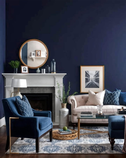 Countertop 17.7" 393.7" Yasinet Peel and Stick Wallpaper Blue Wallpaper Blue Contact Paper Navy Waterproof Self