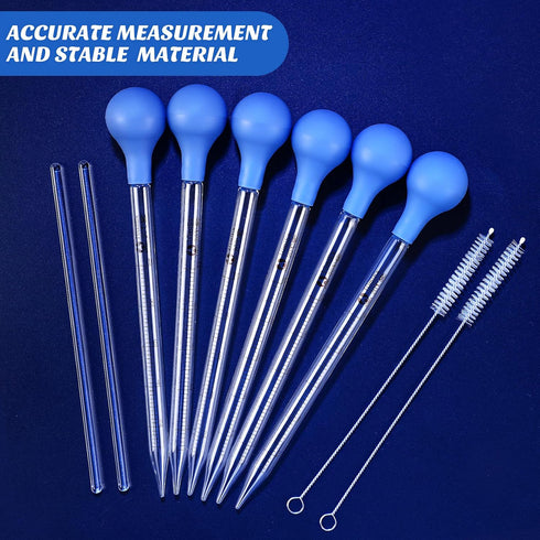 Weewooday Glass Droppers Pipettes, Graduated Lab Dropper with Big Rubber Hats, 16 Pieces, Blue, 10 ml