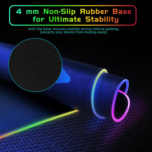 RGB Gaming Mouse Pad with 15W Wireless Charging - Extra Large LED Mousepad, Ergonomic Design