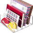 BEYGORM Acrylic Mail Holder, Clear Desk Organizer with Divider, Vertical Letter Sorter for Desktop, 5 Compartments