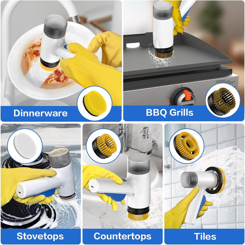2 1 IPX7 6 Electric Spin Scrubber in Scrubber Brush & Cleaning Spray with No-Rinse Formula Cleaner Full Body Waterproof