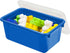 Storex Small Cubby Bins – Plastic Storage Containers for Classroom with Non-Snap Lid, 12.2 x 7.8 x 5.1 inches, Blue,