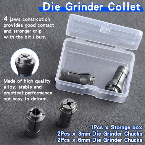 SPEEDWOX 4PCS Die Grinder Collet Adapter Set, 1/4 To 1/8 Collet Adapter
