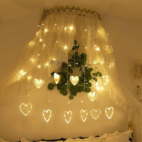 Lights,138 12-Heart-Shaped Waterproof,8 29V Efunly Valentines Day Decor LED String Lights Modes Connetable Plug