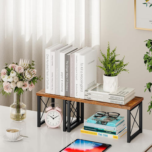 Honiter Desk Shelf, 15.7" Desktop Organizer, 2 Tier Independent Stackable Display Rack for Office, Home, Dorm