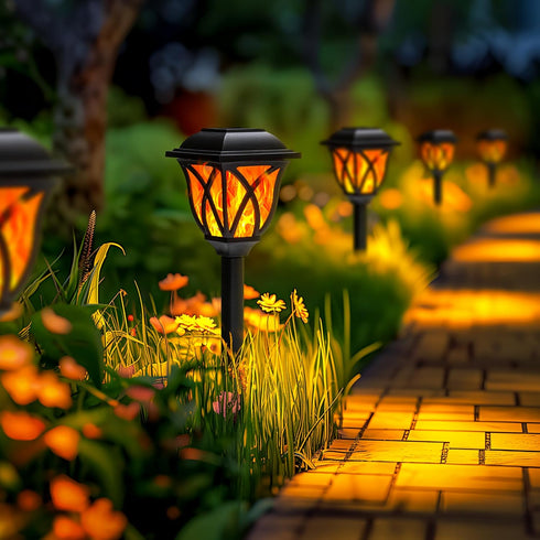 6 Pack GIGALUMI Solar Lights Outdoor Waterproof, Flickering Flame LED Lights, Garden Decor for Yard, Patio, Landscape