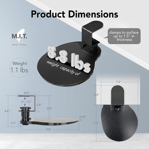 EHO Clamp on Mouse Platform with Gel Wrist Rest, Rotating 360 Degree Attachment for Home Office Desk Organizer
