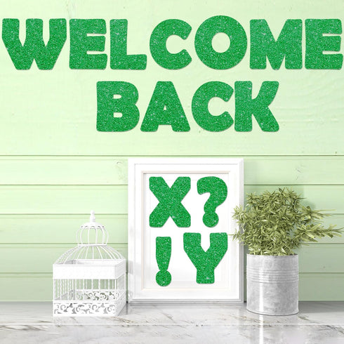 Qyeahkj 150 PCS Large 6" Font Letters and Punctuation Set, Glitter Green Classroom Alphabet Cutouts