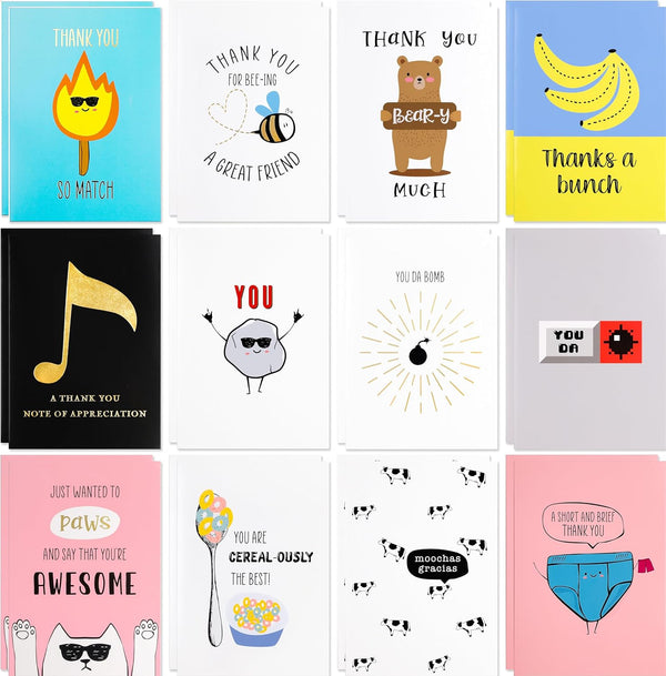 Bargain Paradise 24 PackFunny Thank You Cards Big Size 4 x 6 Inch Appreciation