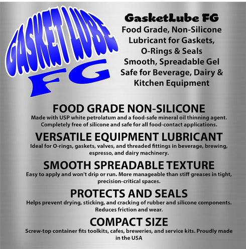 1oz GasketLube FG Food Grade Non-Silicone Lubricant for O-Rings, Gaskets & Seals | Smooth Gel Sanitary Grease