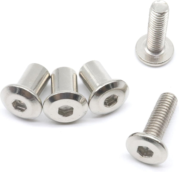 10-Set M6x30mm Rivet Countersunk Hex Socket Cap Bolts and Hex Head Barrel Nuts, Nickel Plated - binifiMux