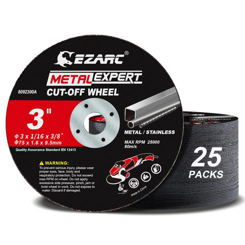 EZARC Cut Off Wheels 25 Pack, 3” x 1/16” x 3/8” Cutting Wheel for Metal & Stainless Steel Die Grinder