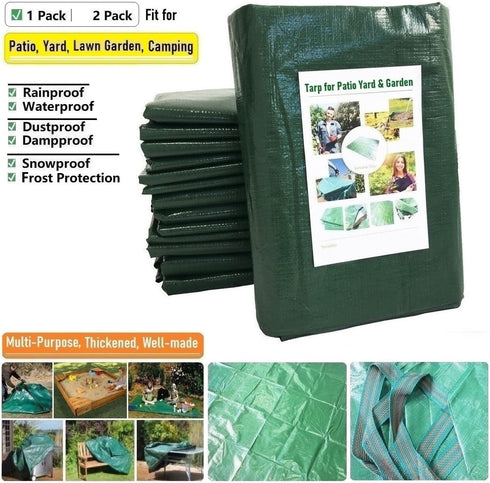 7x7 4 Ft Yard Garden Leaf Tarp W/ Handles Waterproof Tarp for Sandbox Cover,Outdoor Tarpaulin,Lawn Debris,Landscape