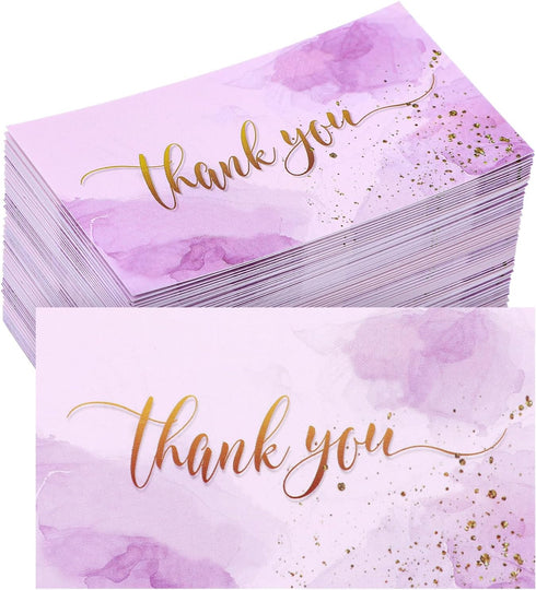 LXUEJIE 100 Pcs Thank You Cards, Purple Thank You Cards 3.5 x 2