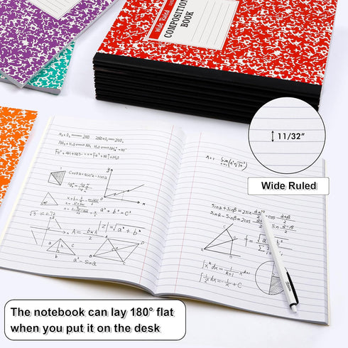 feela Composition Notebook, 8 Pack 8 Pastel Colors Wide Ruled Composition Books Bulk, Marble Cover Notepad Lined Cute Journal Notebooks for School Supplies Notes Taking Writing, 9.75 X 7.5 in by feela