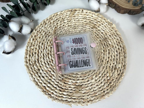 Mini 1000 Budget Binder with Cash Envelopes, Envelope Savings Challenge Binder, Reusable Budget Planner for Saving