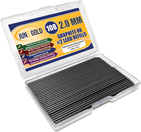 June Gold 108 Pieces, 2.0 mm HB #2 Lead Refills, Extra Bold Thickness