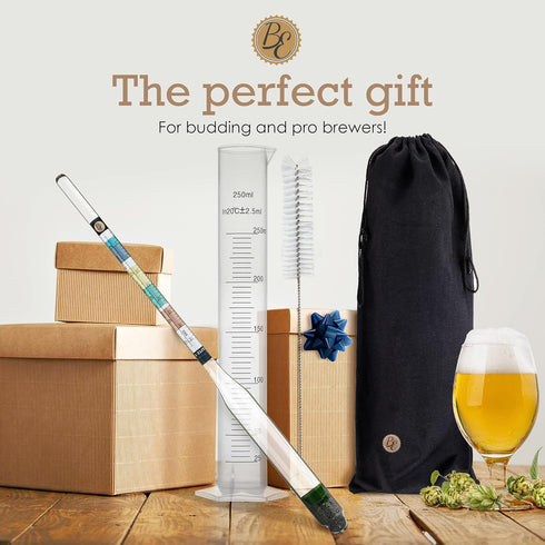 Brewer's Elite Hydrometer & Plastic Test Jar for Home Brew Beer, Wine, Mead, Kombucha