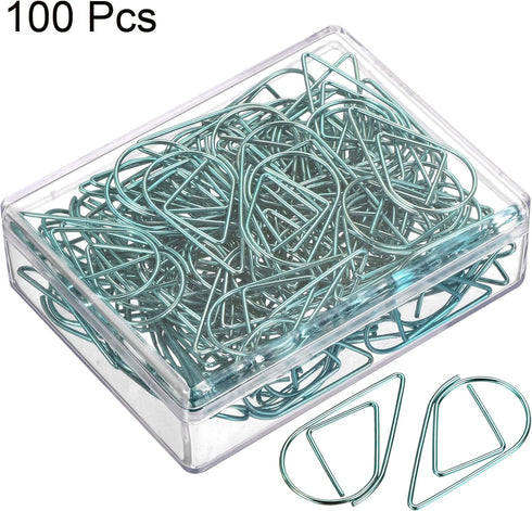 MECCANIXITY Cute Drop-Shaped Paper Clip Decorative Clips with Box 1.3 Inch Blue for Organizing Office Home, Pack of 100