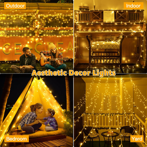 Ollny 120LED 40FT String Lights, Warm White Waterproof Fairy Lights with Timer, 8 Modes Plug in for Indoor Outdoor