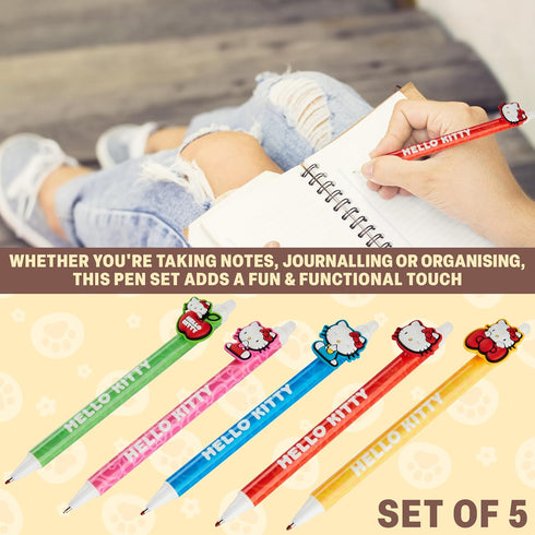 5pcs Set Set Get Trend Hello Kitty Erasable Gel Ink Pens Cute Writing Pens for Kids Fun Stationery Kawaii Journaling