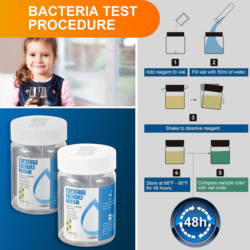 Complete Water Testing Kits for Drinking Water, 100 Strips + 2 Bacteria Tester Kits, 17 in 1 Testing Strips
