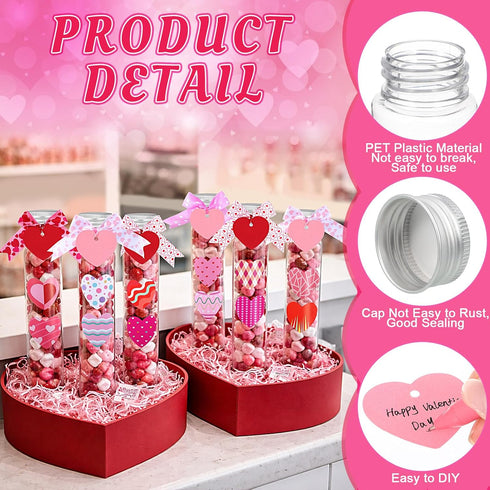16 Set 5.9 Inch 4 oz Honeydak Mother'S Day Candy Container Heart Candy Tubes Clear Empty Hot Chocolate Tubes with Screw