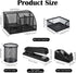 Black Desk Organizer and Accessories Kit, Mesh Desktop Organizer, Stapler, Tape Dispenser, Pen Holder, Ruler, Scissors