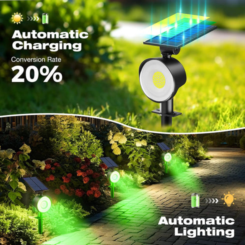 2 Pack nipify Solar Spot Lights Outdoor Waterproof, Solar Spotlight Light for Outside Yard Landscape Lighting Pathway