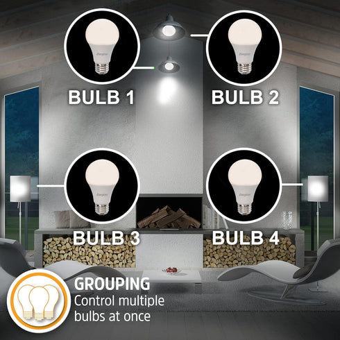 A19 Bulb Energizer Connect Smart LED Warm White Light with Voice Control and Remote Access Through Your Smartphone |