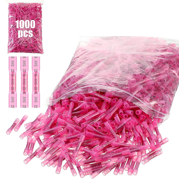 Frienda 1000 Pcs Heat Shrink Butt Connectors, Marine Grade Insulated Crimp Wire Connectors for Boats Automotive (Awg