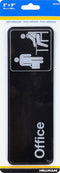 Hillman 841754 Plastic Self-Adhesive Office Sign, Black and White (3" x 9")